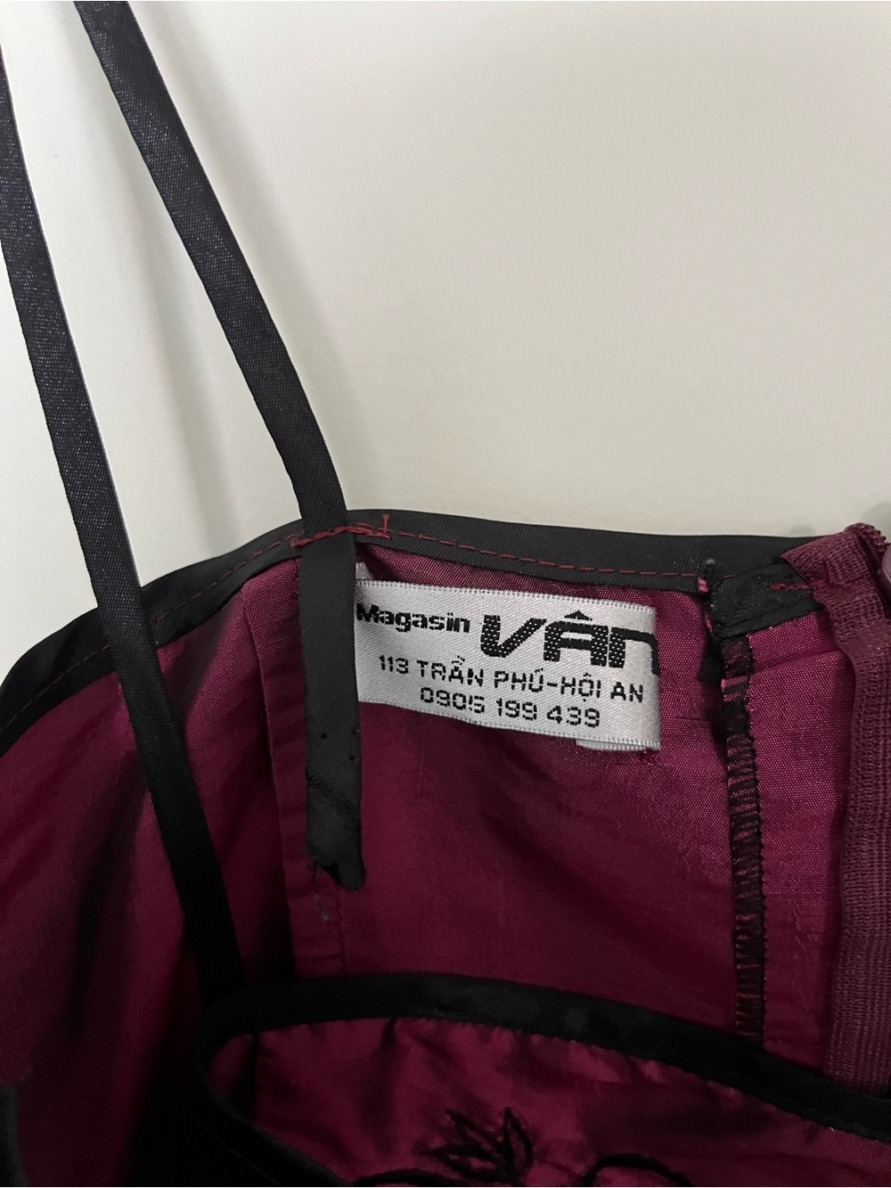 Y2K Satin Embroidered blouse top- Black Cherry - Picture 6 of 6